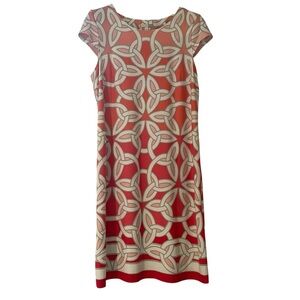 DB Signature Camryn Cap Sleeve Red/Coral/Gray/White Ombre Shift Dress - Size 12P